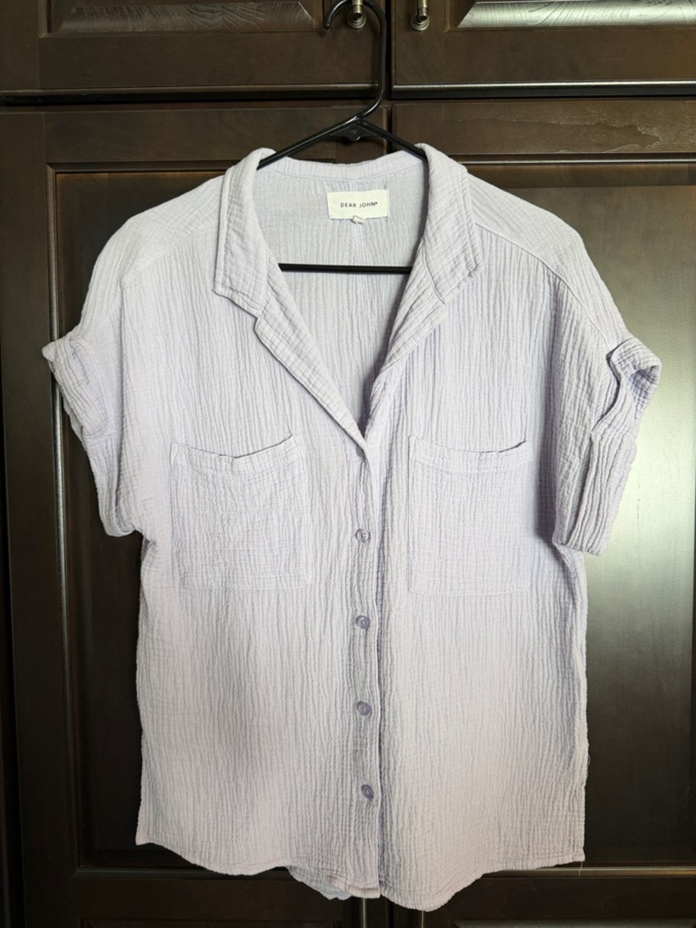 Dear John Pale Lavender Crinkled Button-Up Shirt